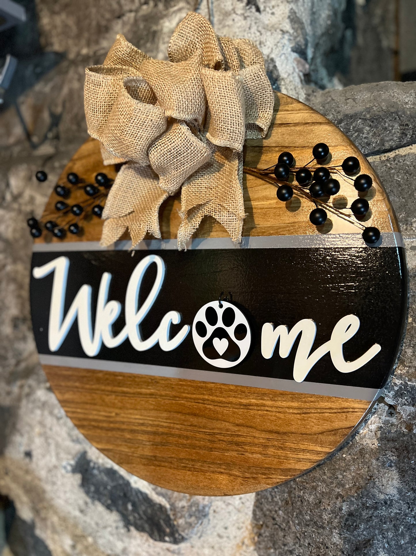 Welcome Sign with Interchangeable Pieces - Stain Background