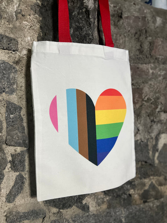 Progress Flag Heart, Canvas Tote Bag