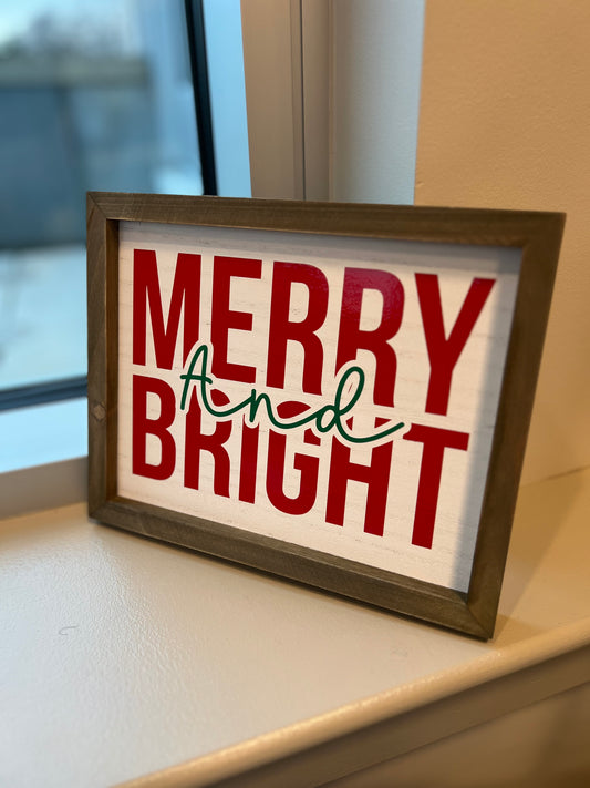 Merry and Bright, Holiday Sign, Happy Holidays