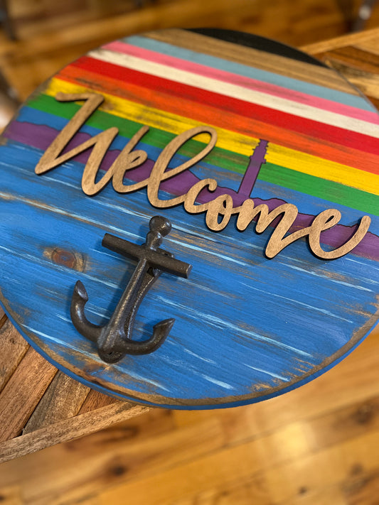 Provincetown Welcome Sign with door knocker, PTown, LGBTQ, Pride, AirBnB