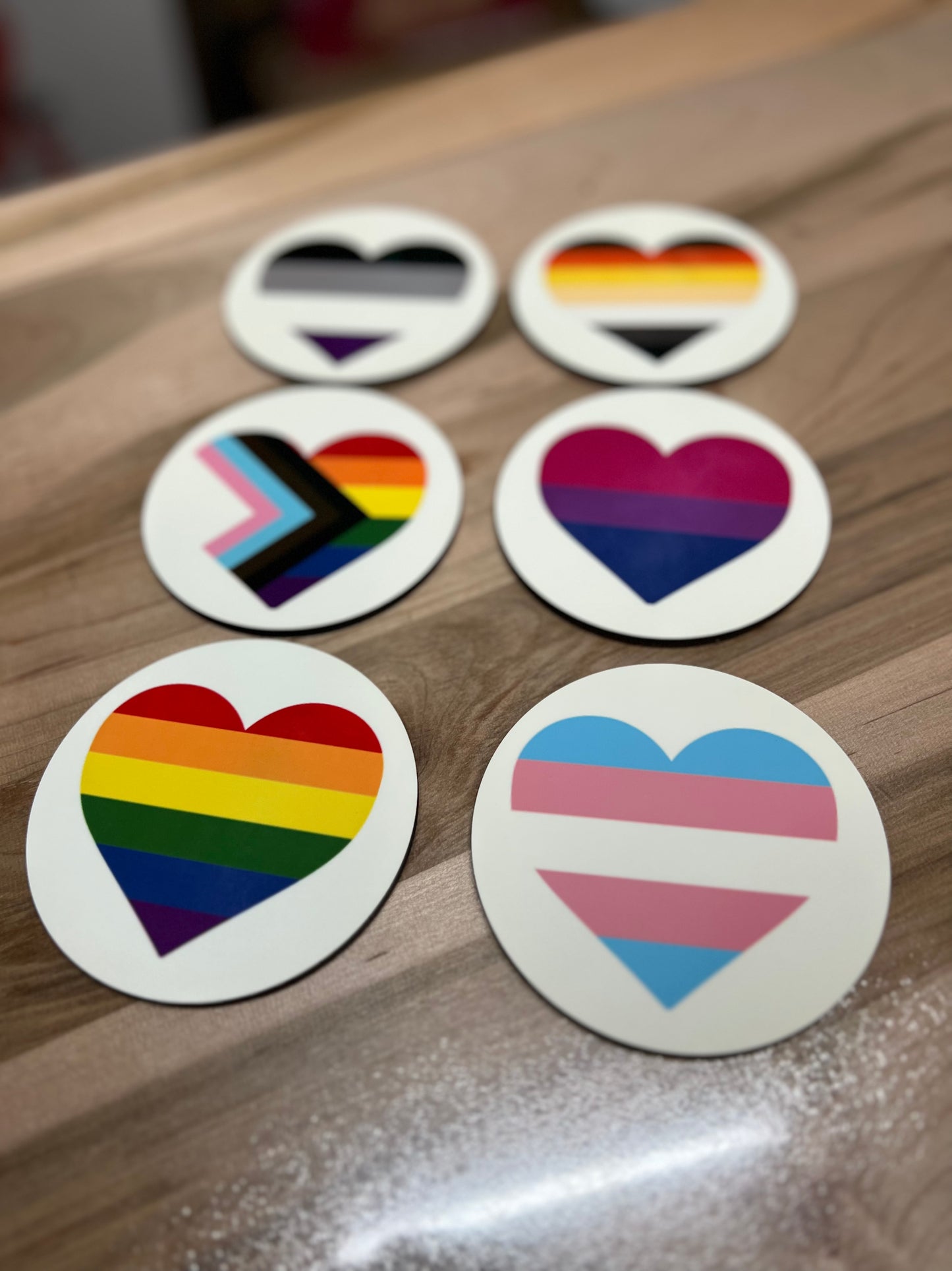 LGBTQ+ Coasters, 6 Pack, Pride, Love is Love, Trans Rights