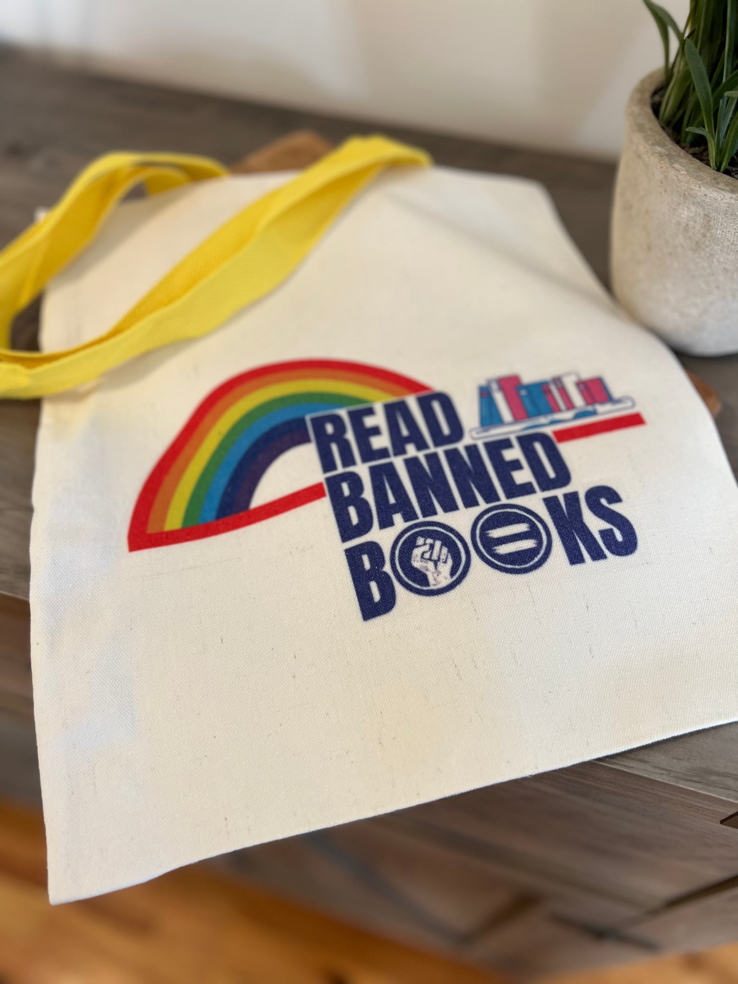 Read Banned Books, Reading Rainbow, Canvas Tote Bag