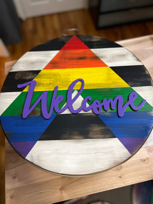 Ally Flag Front Door Welcome Sign, LGBTQ+, Ally Flag, Pride